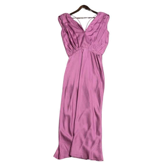NWT Banana Republic Jessie Satin Maxi Dress Orchid Pink Large Tall Romantic - Picture 2 of 15